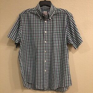 Brooks Brothers Mens Medium 346 Navy Green Plaid Button Shirt